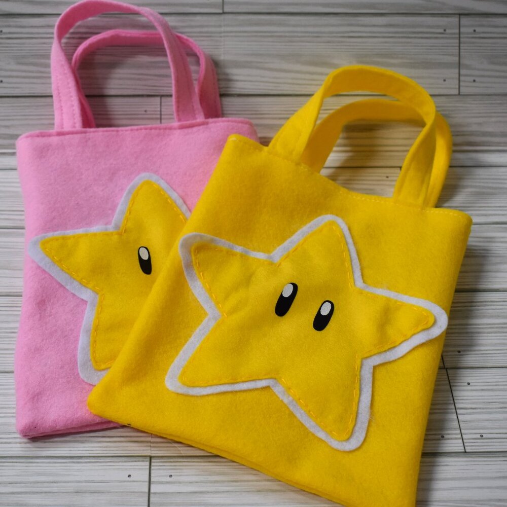 Mario World/ star/ Halloween trick or treat felt bag